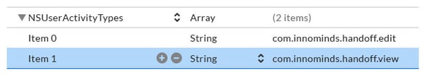iOS handoff activity table