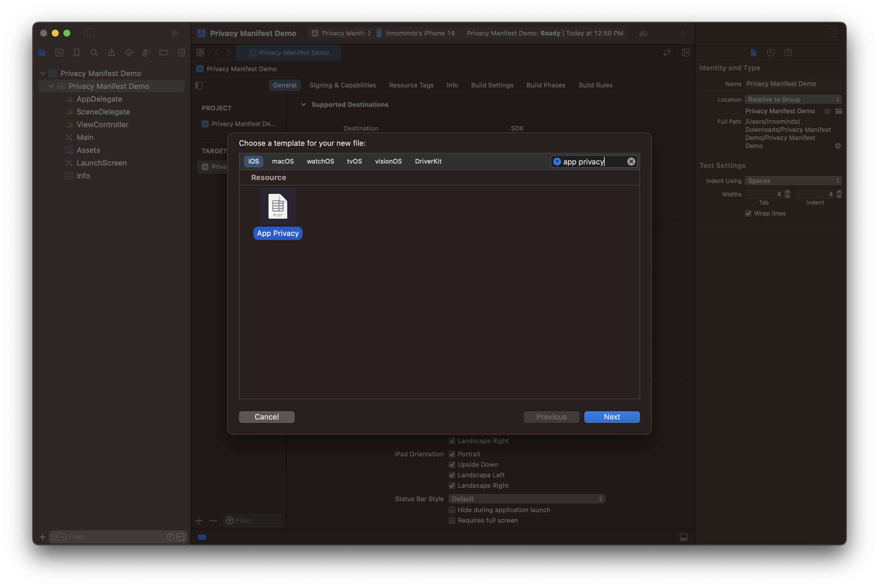 Creating Privacy Manifest